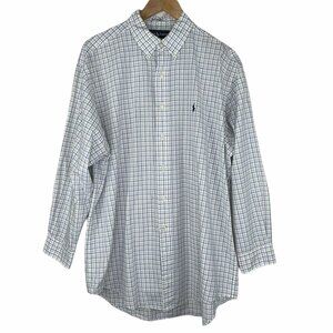 Ralph Lauren Plaid Yarmouth Button Down Shirt Blue Yellow Cotton Size 16.5